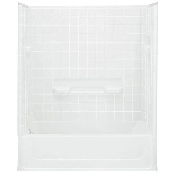 STERLING All Pro 60 in. x 30 in. x 72-3/4 in. Bath and Shower Kit with Left-Hand Drain in White
