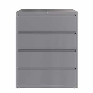 42 in. W 4-Drawer Arctic Silver Metal Lateral File Cabinet for Home and Office,Holds Letter,Legal and A4 Hanging Folders