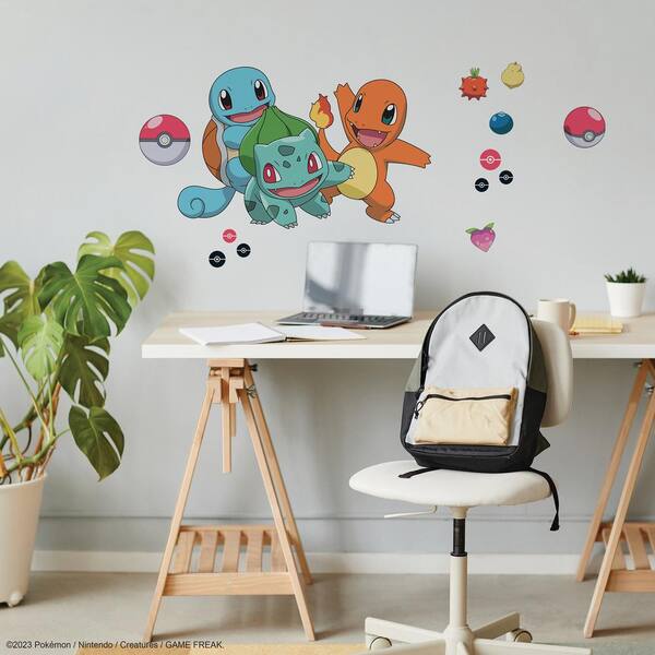 RoomMates Pokémon Squirtle, Charmander, and Bulbasaur Peel & Stick Giant Wall Decals