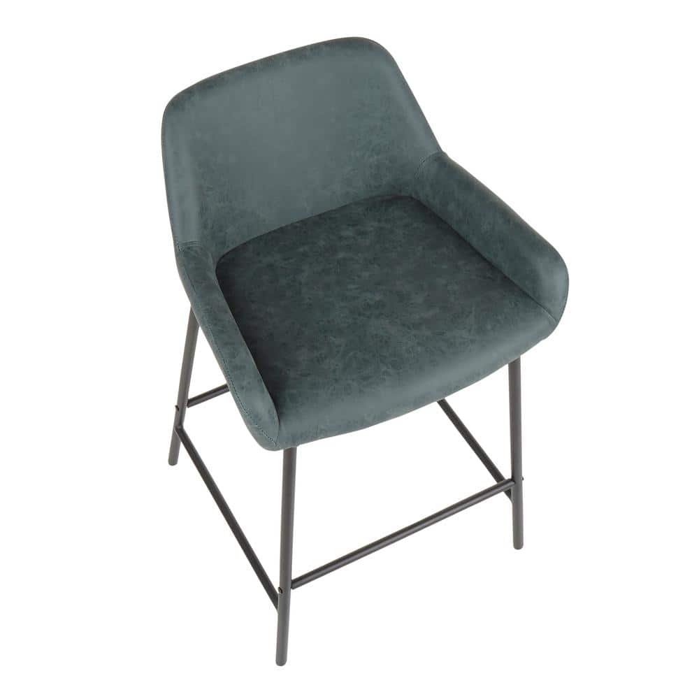 Daniella Green Faux Leather Industrial Counter Stools Set