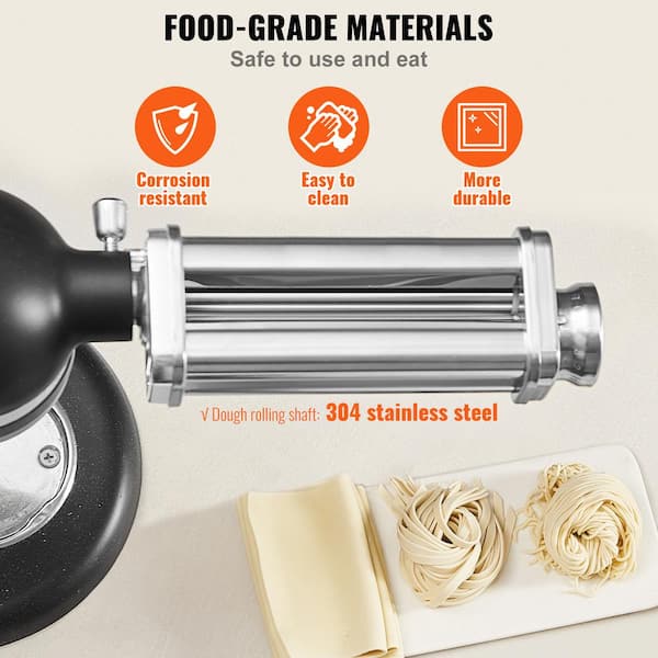 amzchef 3 in 1 Stainless Steel Pasta Roller and Cutter Attachment for  KitchenAid Stand Mixer with 8-Thickness Settings DT-10-A - The Home Depot