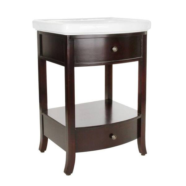 Pegasus Parisian 24-1/2 in. Birch Vanity in Espresso with Vitreous China Vanity Top in White with White Basin