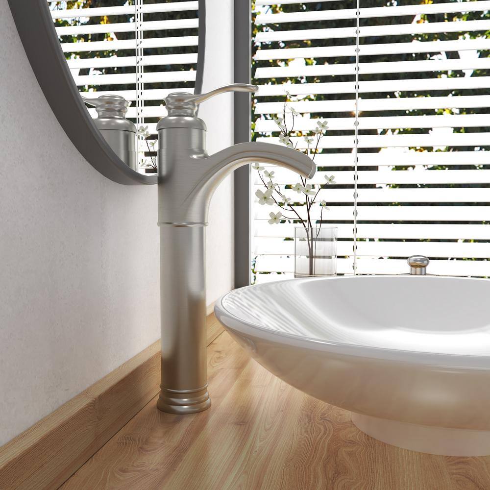Brushed Nickel Single Handle High Arc Vessel Faucet
