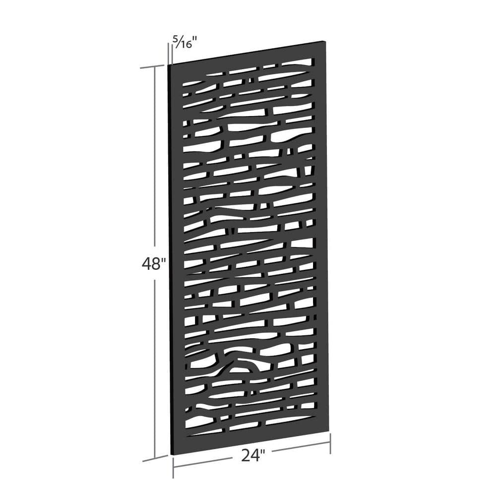 Fiji 24" x 48" Charcoal Recycled Plastic Outdoor Privacy Screen