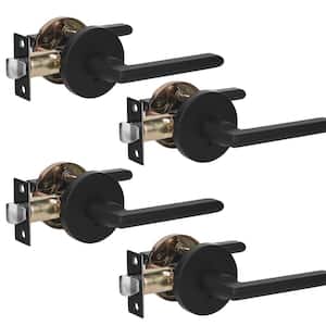 CozyBlock Privacy Door Lever Handle Easy to Lock and Unlock for Bedroom and Bathroom in Matte Black Finish (Set of 4)