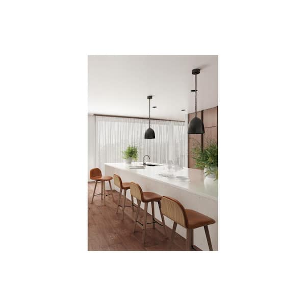 Milan 17.3 in. Tan Top Grain Leather Counter Stool with Solid Oak and Metal Frame