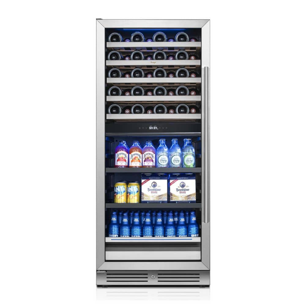 24 in. Freestanding Dual Zone 40-Wine Bottles and 112-Cans Beverage and Wine Cooler in Stainless Steel (Left-Hinged) price history on PriceWatchPro
