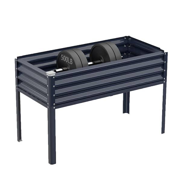 Large Galvanized Raised Garden Bed with Legs 48 in. L x 24 in. W x 32 in. H Elevated Planter Box Navy Blue Metal Planter