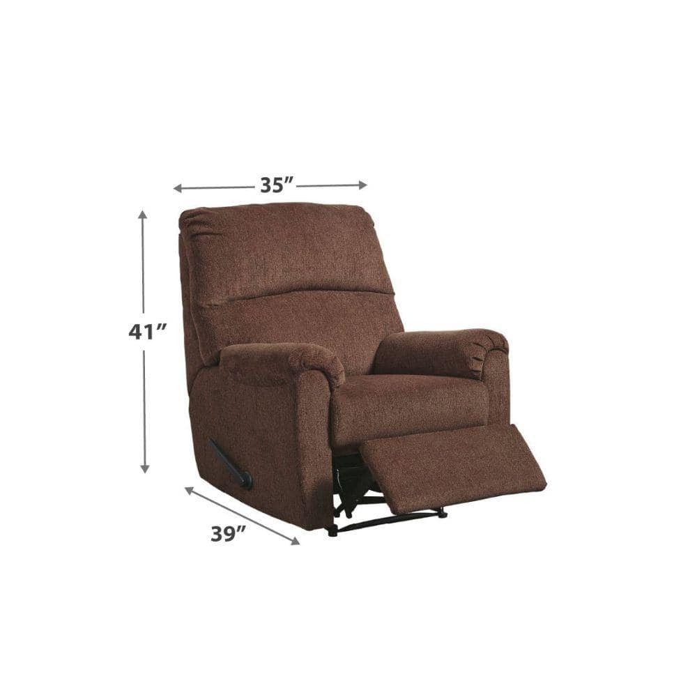 Sturdy Polyester Brown Zero Wall Recliner with Pillow Top Armrests