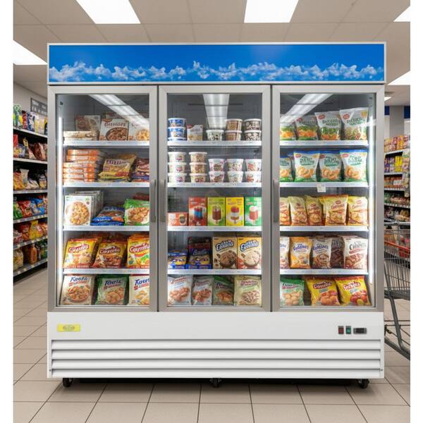 冷蔵庫・冷凍庫 878 840 Elite Kitchen Supply 79.5 in. 52 cu. ft. NSF 3-Glass Door Freezer