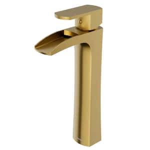 Kassel Single-Handle Single-Hole Vessel Bathroom Faucet with Matching Pop-Up Drain in Brushed Gold