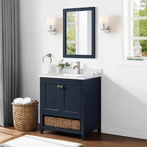 Granary 30 in. Bath Vanity in Midnight Blue with Cultured Marble Vanity Top in White with White Basin