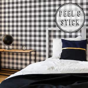 Charcoal Black Check Peel and Stick Removable Wallpaper