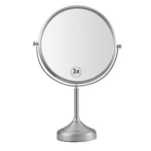 8 in. W x 8 in. H Small Round 1x/3x Magnifying Tabletop Portable Double Sided Magnification Makeup Mirror in Black