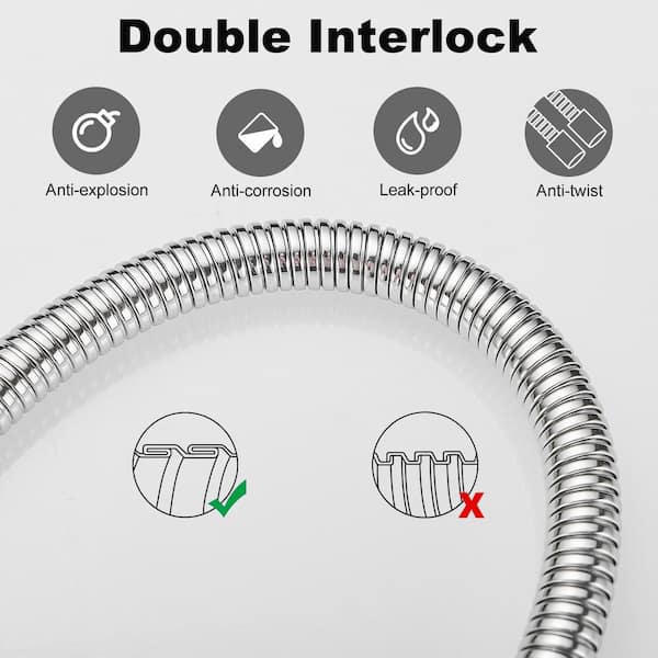 BWE 71 in. Modern Flexible Handheld Shower Hose Replacement for