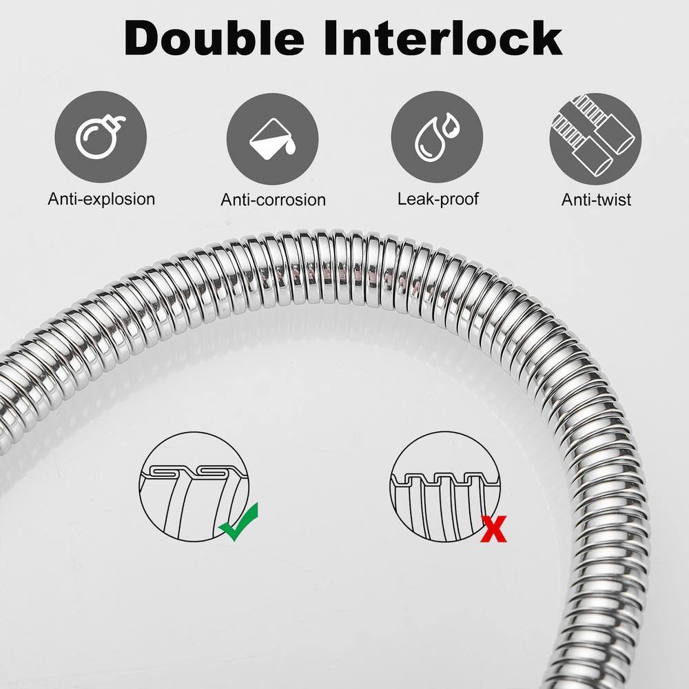 71-Inch Chrome Flexible Handheld Shower Hose with Brass Fittings