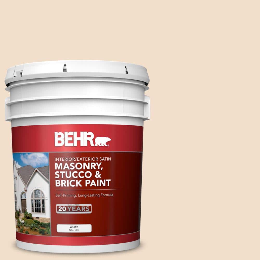 5 gal. #S250-1 Macaroon Cream Satin Interior/Exterior Masonry, Stucco and B