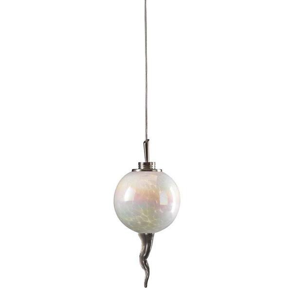 PLC Lighting 1 Light Mini Drop Pendant Satin Nickel Finish Pearl Glass