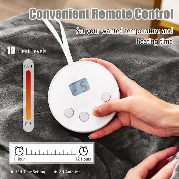 Gymax 62 in. x 84 in. Heated Electric Blanket Timer Red Twin Size