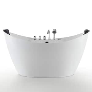 Luxury 67 in. Center Drain Acrylic Freestanding Flatbottom Whirlpool Bathtub in White with Faucet