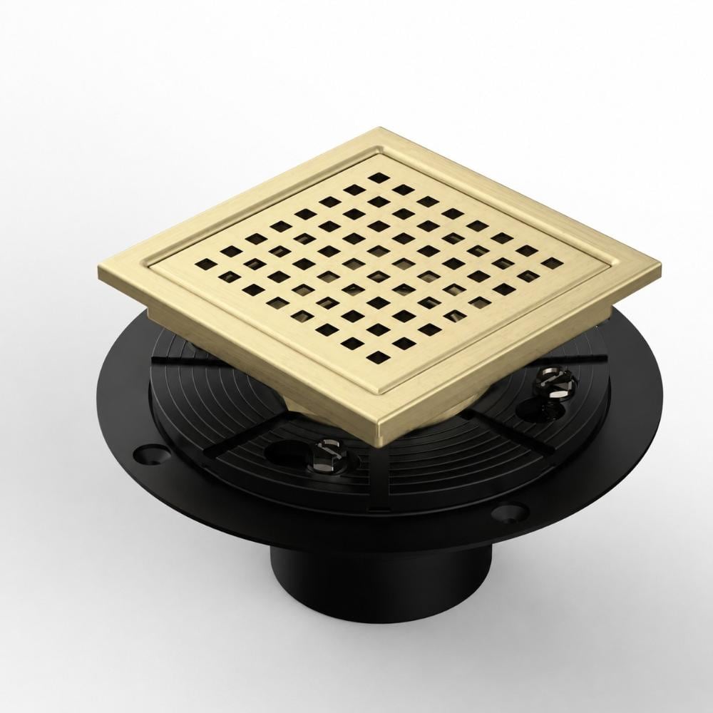 4 in. Square Shower Drain with Removable Grid Grate and Hair Strainer in Brushed Gold price history on PriceWatchPro