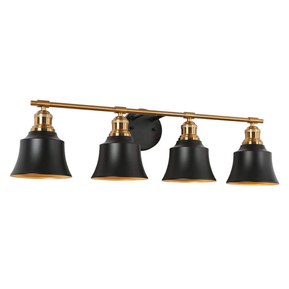 29.9 in. 4-Light Black and Gold Vanity Light with Metal Shades price history on PriceWatchPro