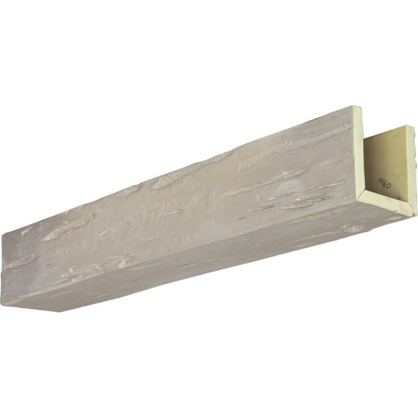 Ekena Millwork 8 in. x 10 in. x 8 ft. 3-Sided (U-Beam) Pecky Cypress White Washed Faux Wood Ceiling Beam