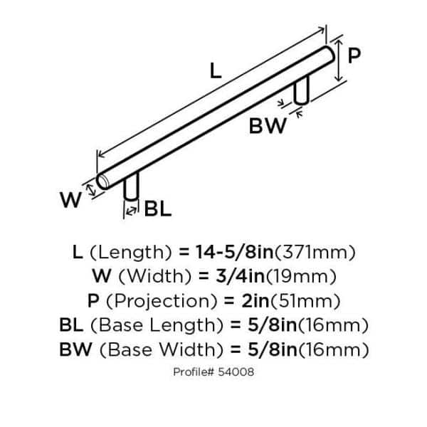 14-5/8 Inch Stainless Steel Modern Bar Pull