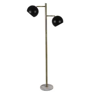 Morris 62 in. Brass and Marble Floor Lamp with Shade