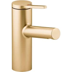 Elate Single Handle Single Hole Bathroom Faucet in Vibrant Brushed Moderne Brass
