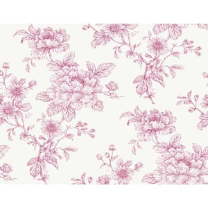 Pink Sketched Floral Vinyl Peel and Stick Wallpaper Roll (Covers 40.5 sq. ft.)