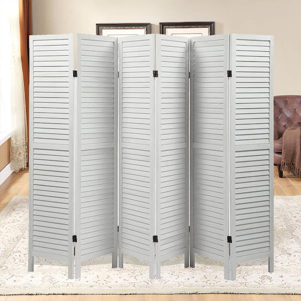 Unbranded 67.13 in. x 7.97 ft. Old white Sycamore wood Decorative Screen Panel (Includes 6 Panels)