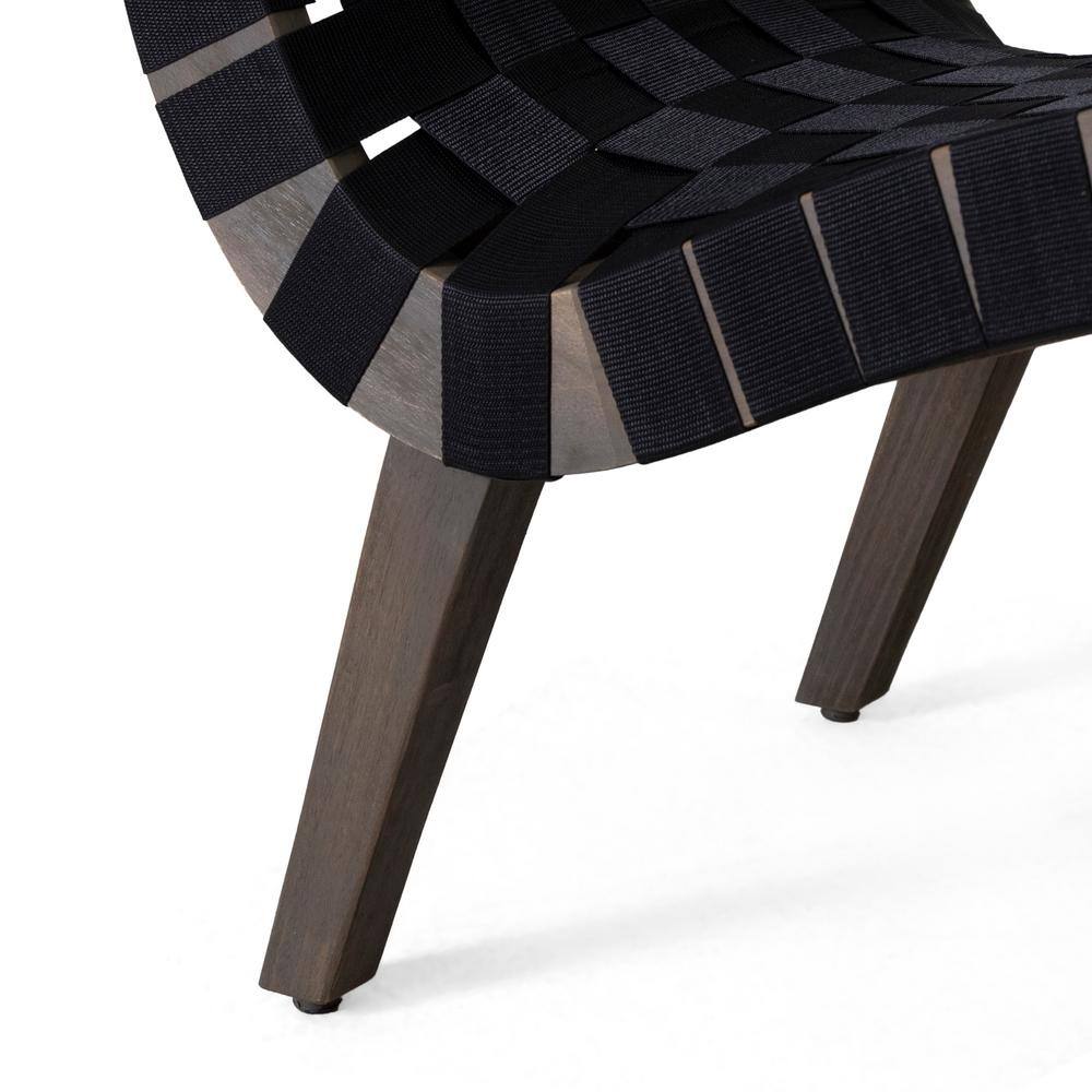 Black and Gray Acacia Wood Rope Weave Armless Lounge Chairs