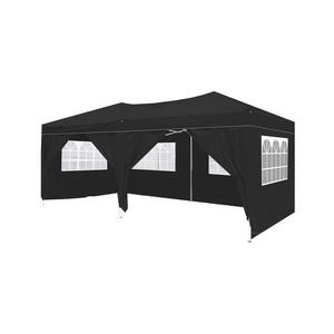 10 ft. x 20 ft. Black Pop Up Canopy Portable Tent with 6 Removable Sidewalls, Carry Bag, 4pcs Weight Bag