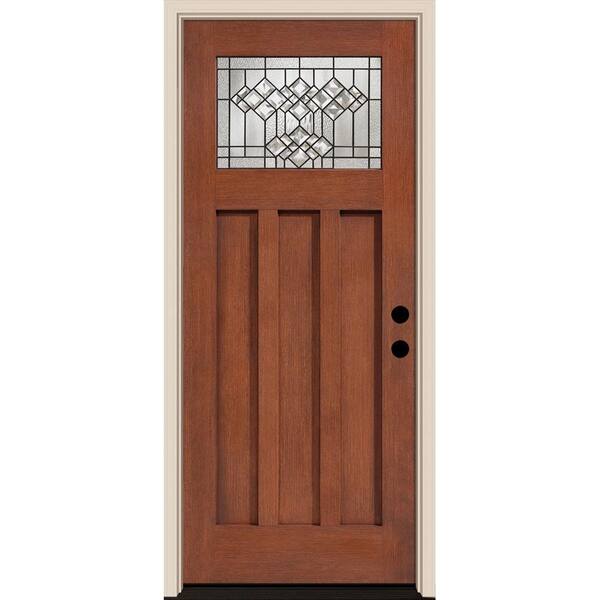 Tru Tech Belmont Craftsman Rosedale Oak Finish Fiberglass Prehung Front Door