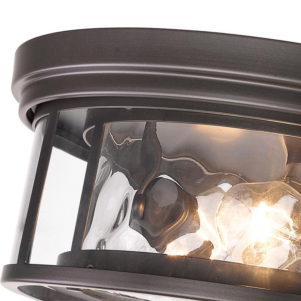 Clarion Transitional Bronze 3-Light Flush Mount with Waterglass Shade