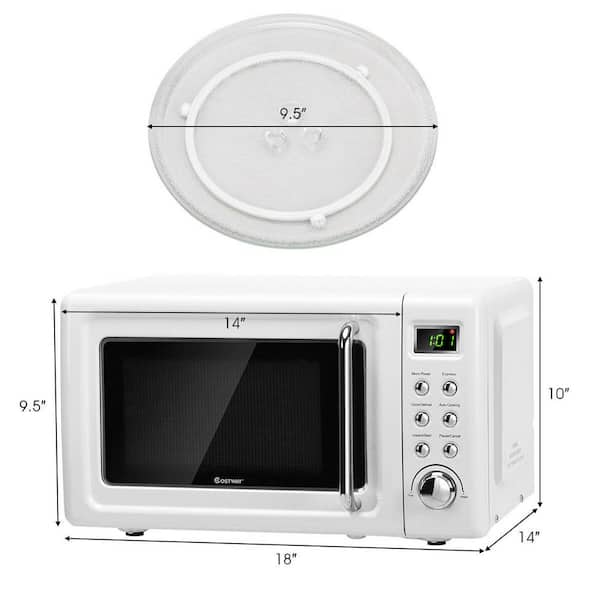 COSTWAY Retro Countertop Microwave Oven, 0.7Cu.ft, 700-Watt, High Energy  Efficiency, 5 Micro Power, Delayed Start Function, with Glass Turntable 