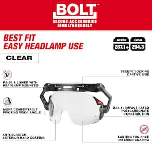BOLT White Type 2 Class C Front Brim Vented Safety Helmet with Dual Coat Lens Eye Visor