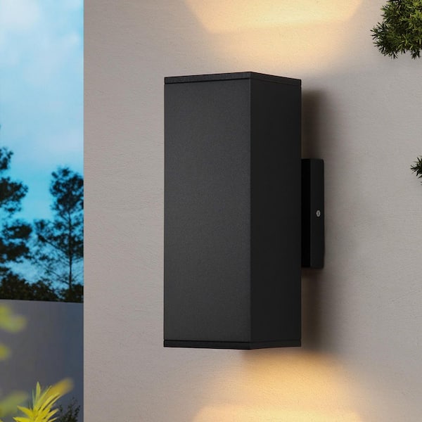 【b2l63】2色カラーLEDライトスクリーン OFF黒 60cm x 36cm GCGAFUL 10.63 in. 2-Light Matte Black Hardwired Rectangle Outdoor