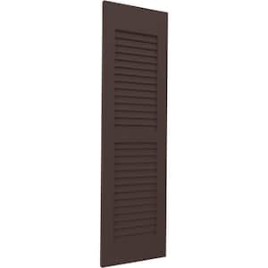 18 in. W x 72 in. H Americraft 2-Equal Louver Exterior Real Wood Shutters Pair in Raisin Brown