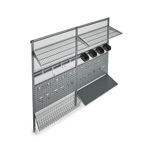 Triton Products Storability 3/8 in. Silver Garage Wall Storage Center