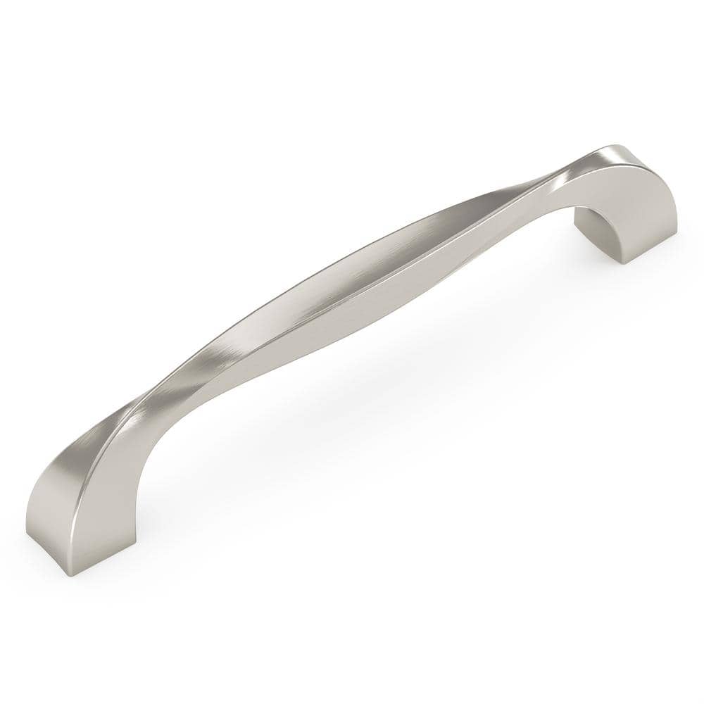Satin Nickel Modern Twist Cabinet Pulls, 5-1/16 Inch, 10-Pack