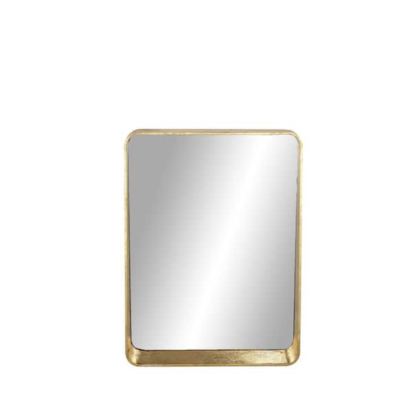 Litton Lane 32 in. x 24 in. Gold Wood Modern Rectangle Wall Mirror