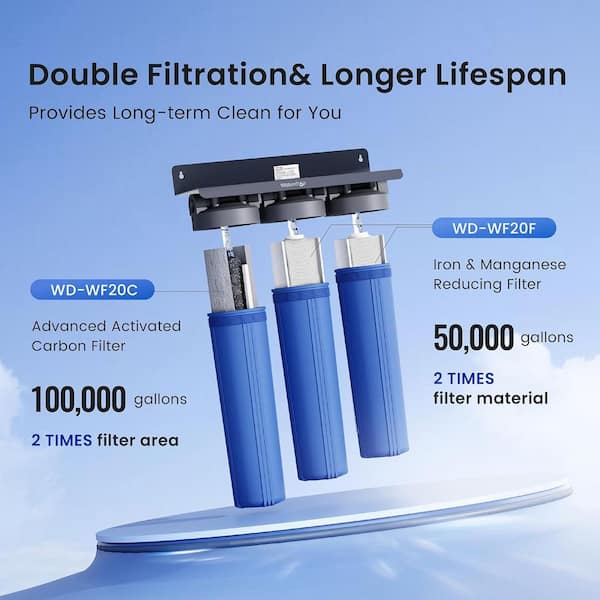 3-Stage Whole House Water Filter SystemwithCarbon Filter and Sediment Filter, Reduce Lead, Chlorine and Odor