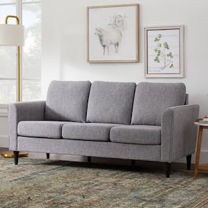 73 in. Flared Arm 3-Seater Removable Cushions Sofa in Light Gray