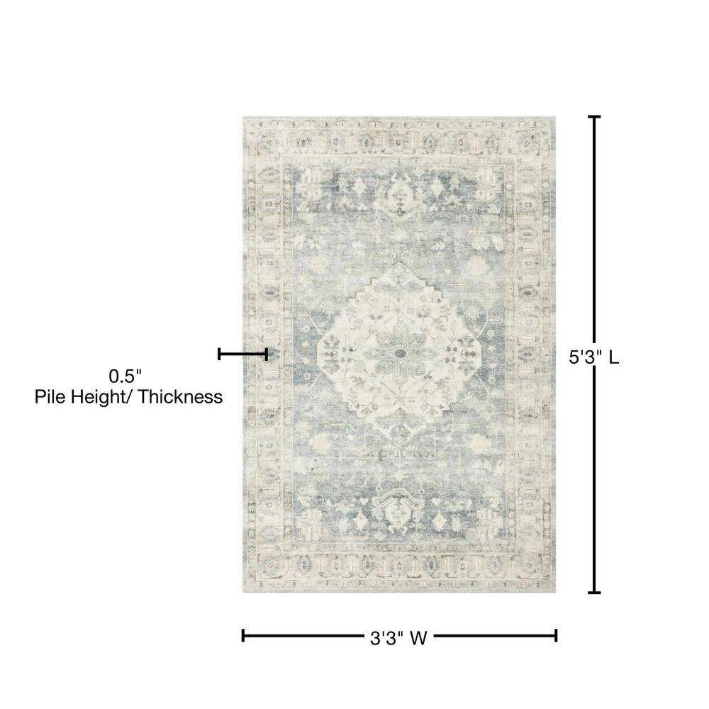 Blue Rectangular Stain-Resistant Synthetic Area Rug 39" x 63"