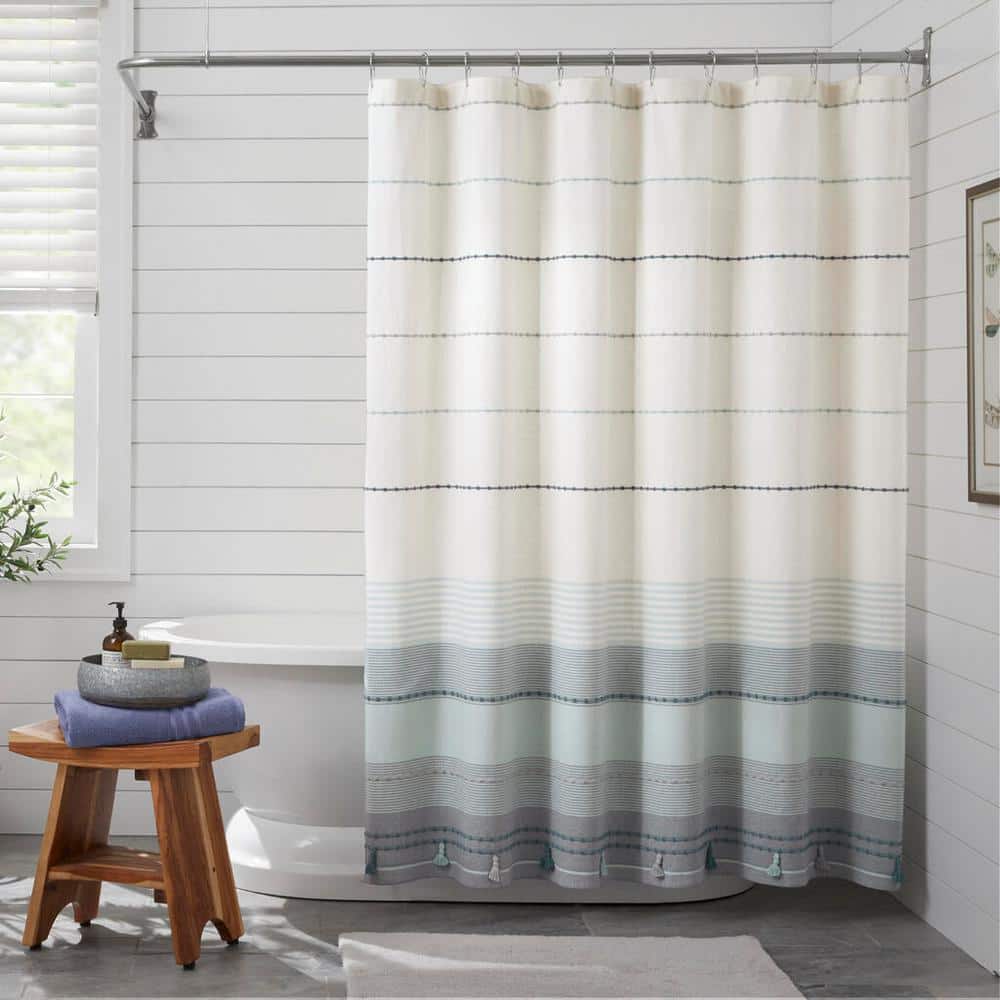  Awellife Boho Gray Shower Curtain for Bathroom Stripe