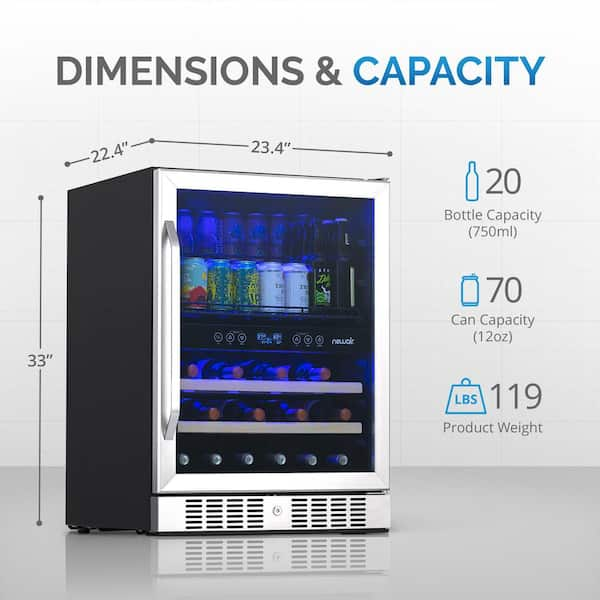 TCL 23.4-in W 20-Bottle Capacity Stainless Steel Dual Zone Cooling  Built-In/Freestanding Wine Cooler