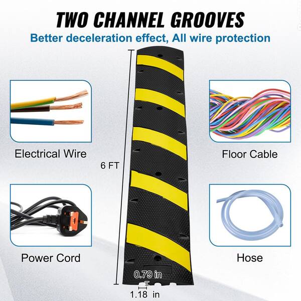 Simple Cord 4 Ft Cord Cover - 3-Channel Raceway for Sidewalks or Walkways 