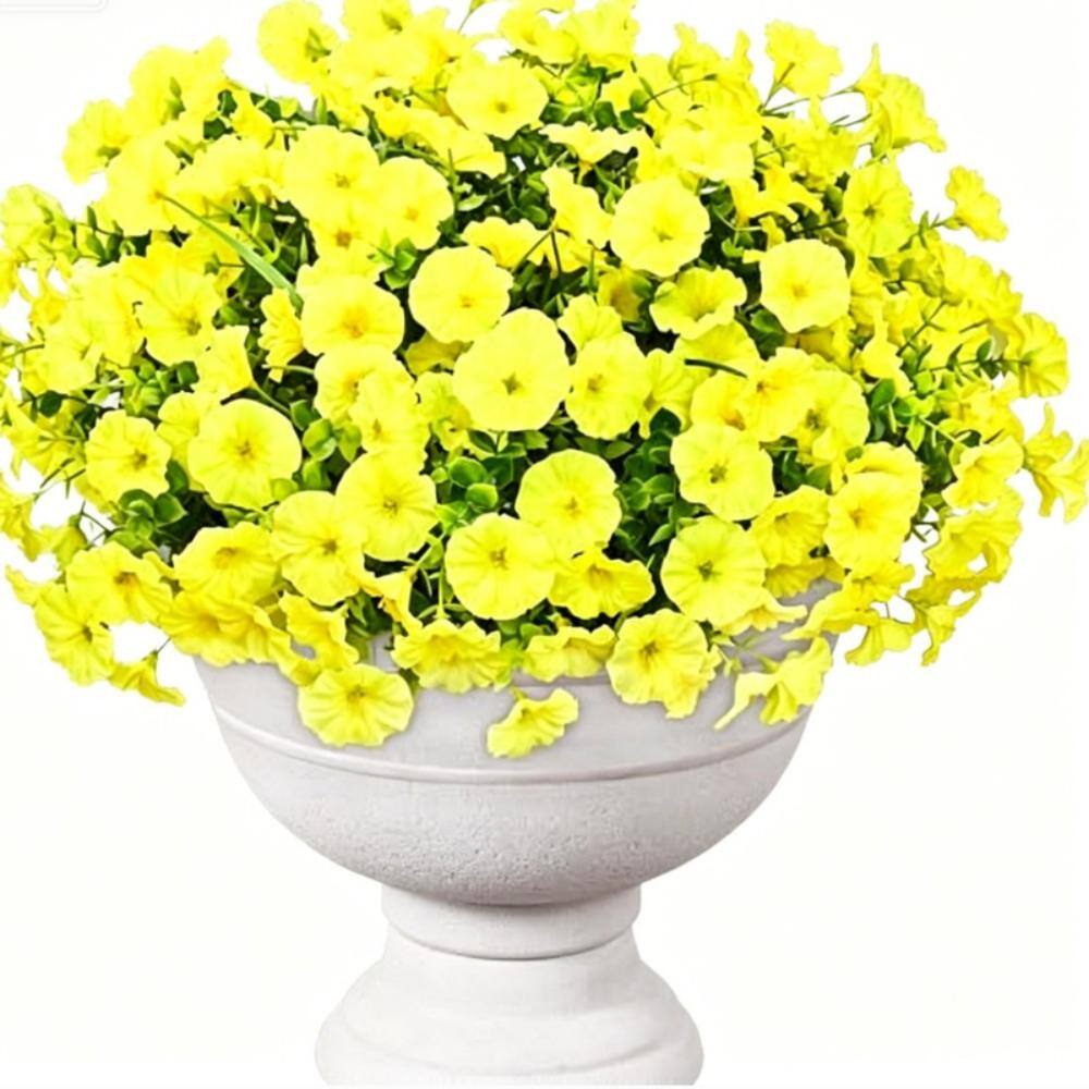 Yellow Artificial Morning Glory,14 Bundles UV Resistant Fake